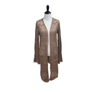 Sweet Envy Women's L Large Open Front Knit Cardigan Knit Knee Length Lightweight